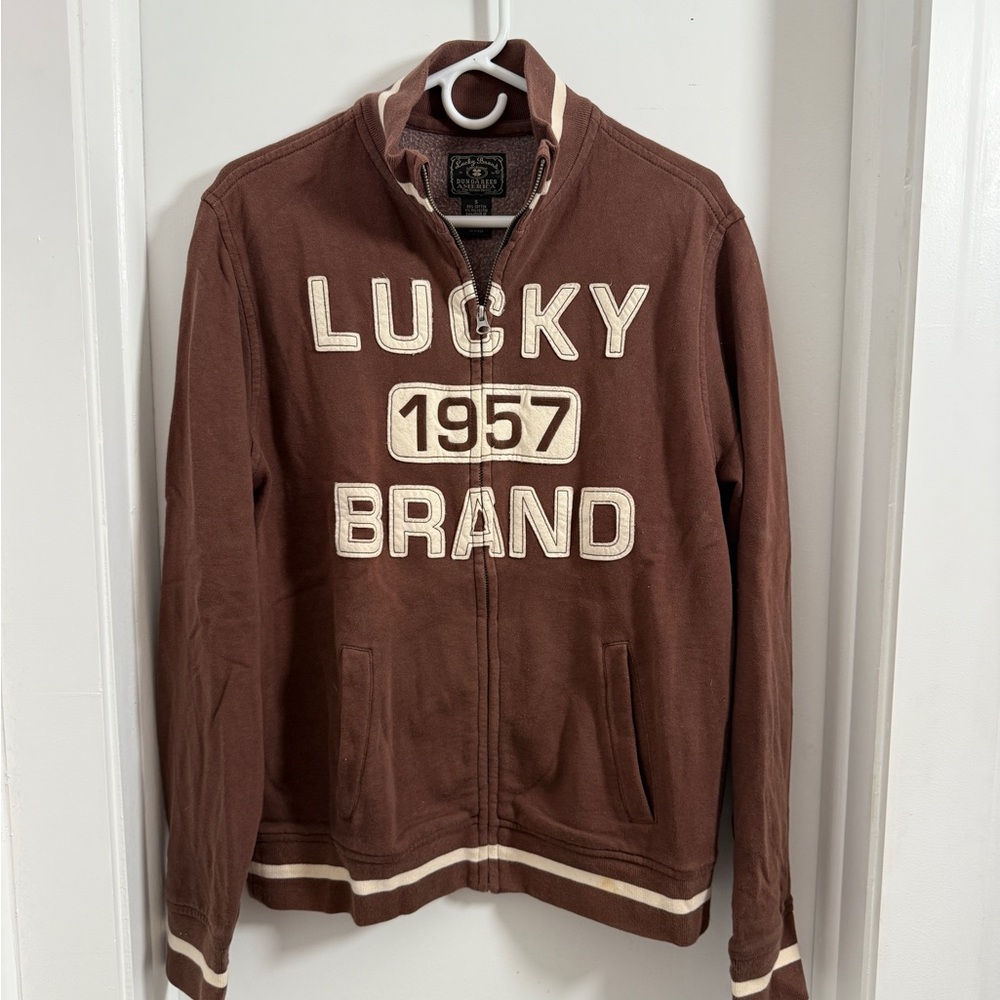 Lucky Brand Men's Brown Zip Up Sweater